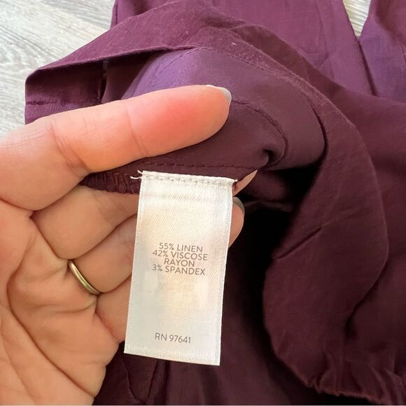 J. Jill maroon linen stretch ankle pants women’s size M TALL - Picture 8 of 8